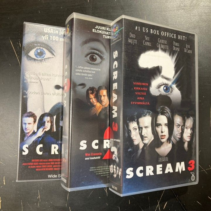 Scream 1-3 3xVHS (VG+/M-) -kauhu-